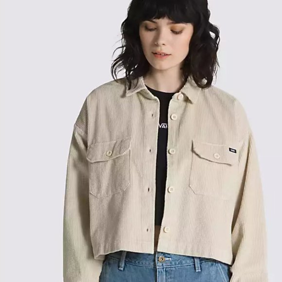 Vans Jackets & Blazers - Van's NWT Corduroy "Harmony" Oatmeal Cropped Shacket Size M